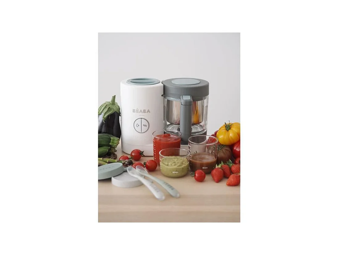 BEABA, Babycook Neo, Robot bebe 4 en 1, Cuiseur, Mixeur, Made in France - Blanc