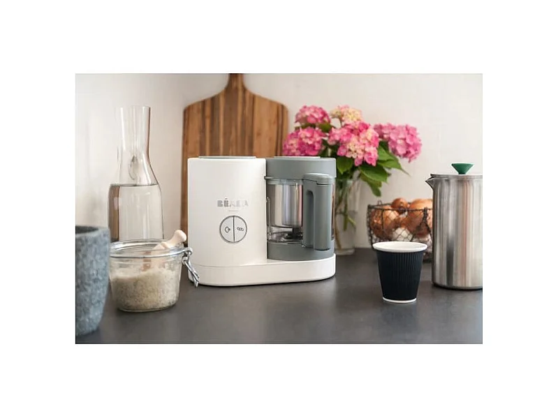 BEABA, Babycook Neo, Robot bebe 4 en 1, Cuiseur, Mixeur, Made in France - Blanc