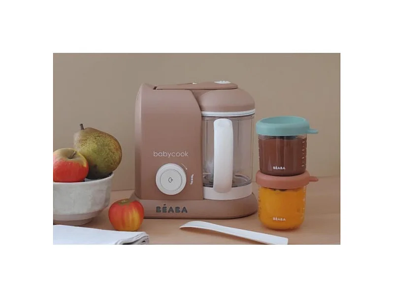 BEABA Babycook Solo Pralin - Robot Bébé 4 en 1, Cuiseur-Mixeur, Vapeur Rapide 15min, Bol XL 1100ml