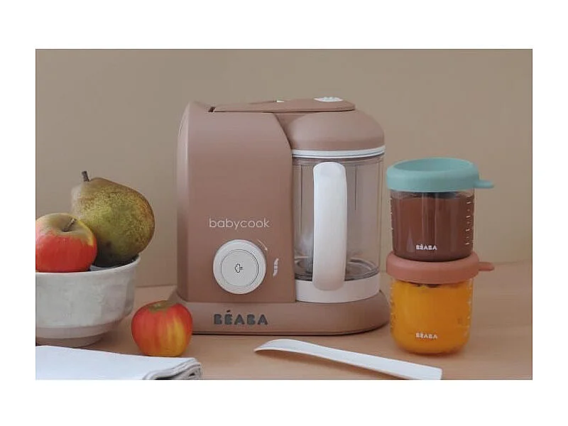 BEABA Babycook Solo Pralin - Robot Bébé 4 en 1, Cuiseur-Mixeur, Vapeur Rapide 15min, Bol XL 1100ml