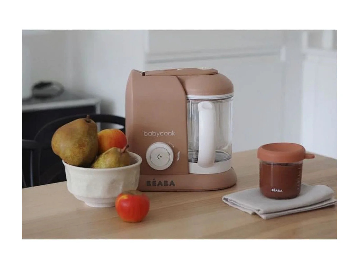 BEABA Babycook Solo Pralin - Robot Bébé 4 en 1, Cuiseur-Mixeur, Vapeur Rapide 15min, Bol XL 1100ml