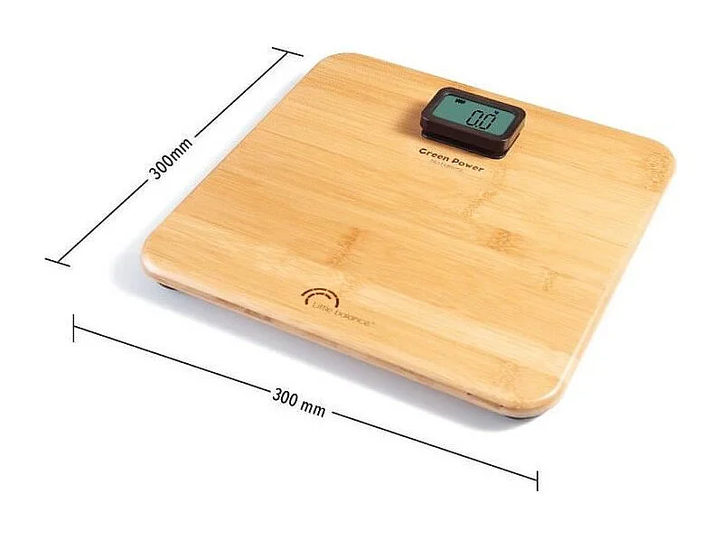LITTLE BALANCE 8419 Kinetic Premium, Pese-personne sans pile, Rechargeable par son bouton Little Balance, 150 kg / 100 g, Bambou