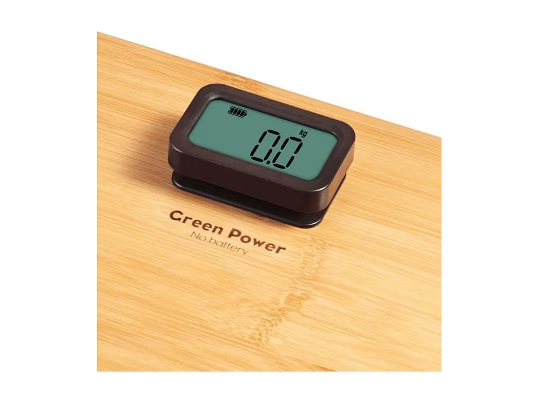 LITTLE BALANCE 8419 Kinetic Premium, Pese-personne sans pile, Rechargeable par son bouton Little Balance, 150 kg / 100 g, Bambou