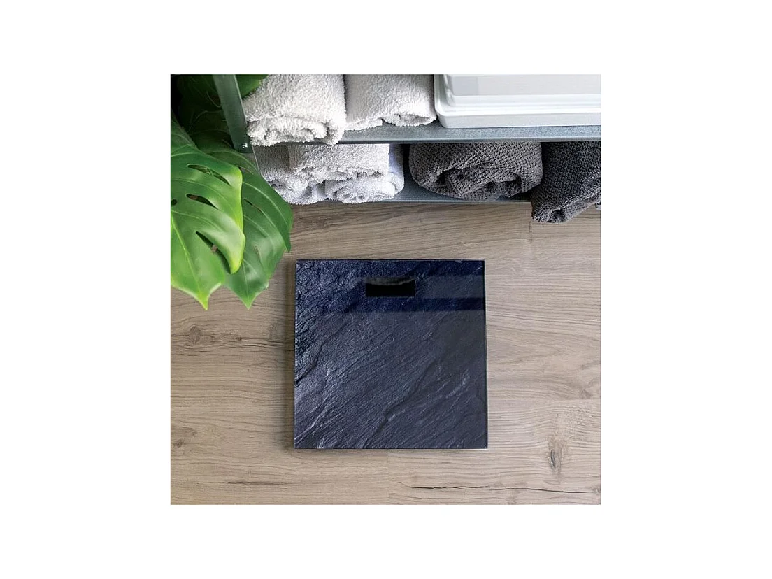 LIVOO DOM382PI - Pese-personne electronique -  Impression pierre -  Plateau en verre -  Pesee jusqua 180 kg -  Precision 100g