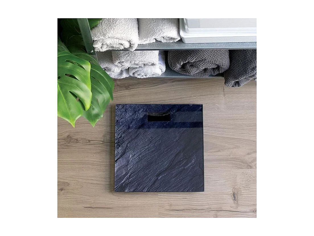 LIVOO DOM382PI - Pese-personne electronique -  Impression pierre -  Plateau en verre -  Pesee jusqua 180 kg -  Precision 100g