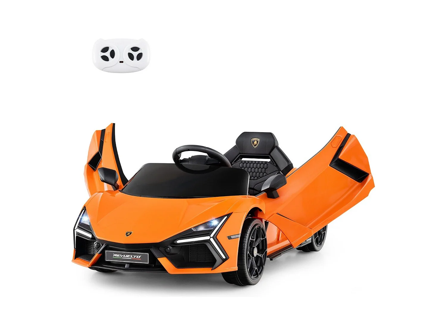 Voiture Electrique 12V pour Enfants Sous Licence Lamborghini Revuelto Télécommande Portes Hydrauliques pour 37-95 Mois Orange
