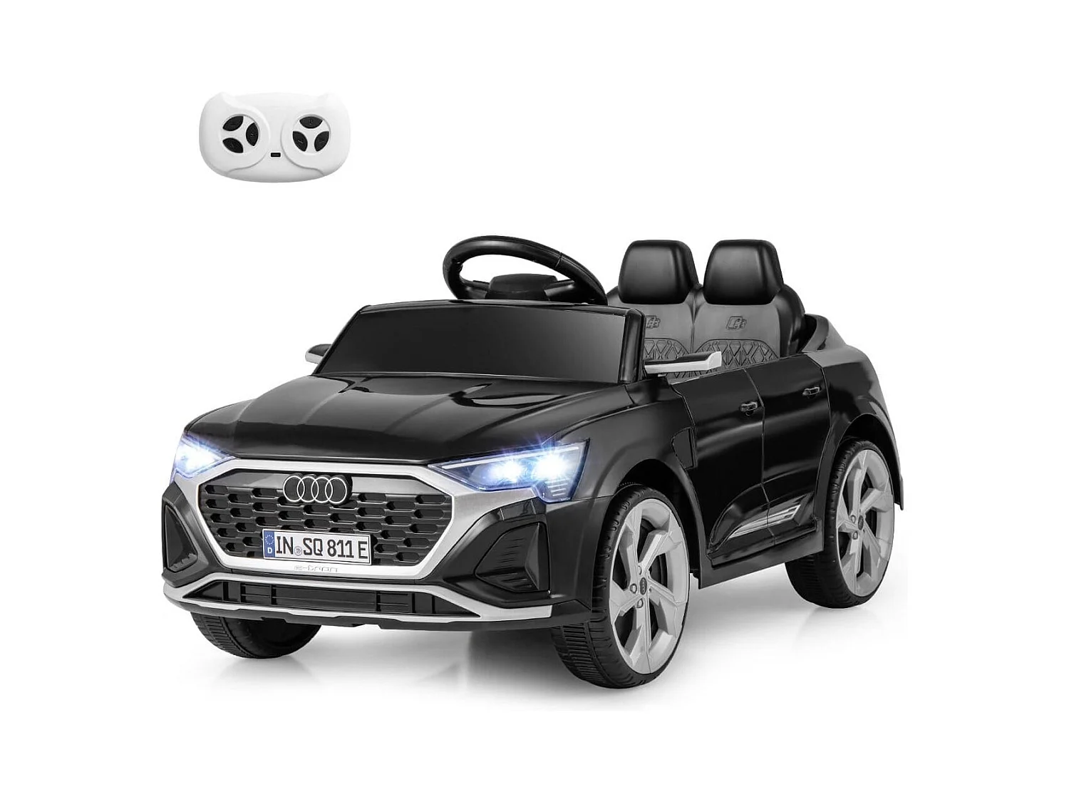 Voiture Electrique 12 V pour Enfants Sous Licence Audi SQ8 avec Télécommande Klaxon Lumières LED Musique 3 Vitesses pour 3 Ans+ Noir