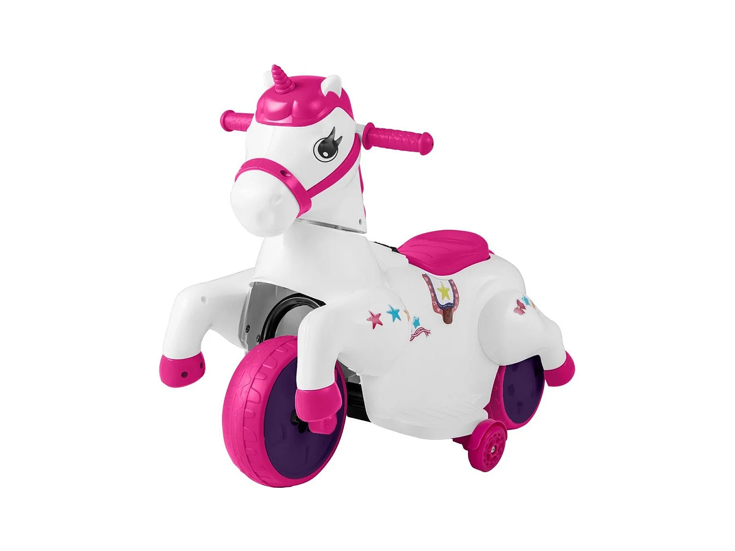 Jouet à Chevaucher Licorne 12 V  avec Roues d'Entraînement Musique Démarrage à un Bouton et Affichage LED Rose Rouge