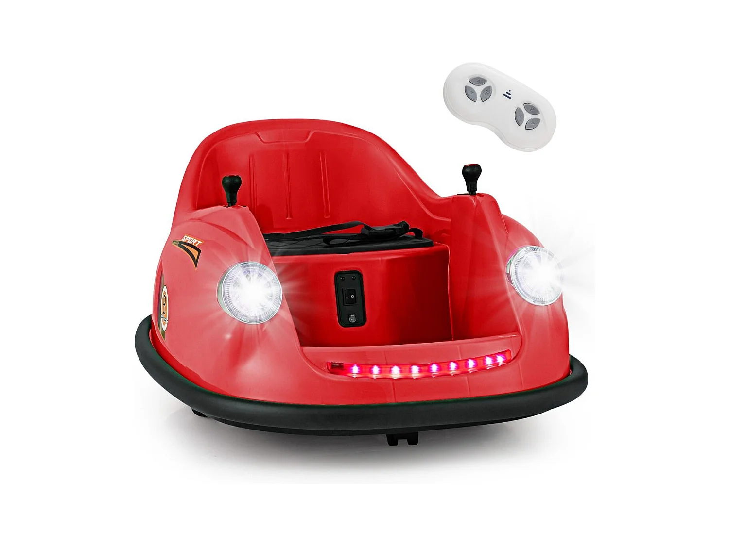 Auto-tamponneuse Electrique 12V pour Enfants Alimentée par Batterie Télécommande Lumières LED Musique pour les 2-5 Ans Rouge