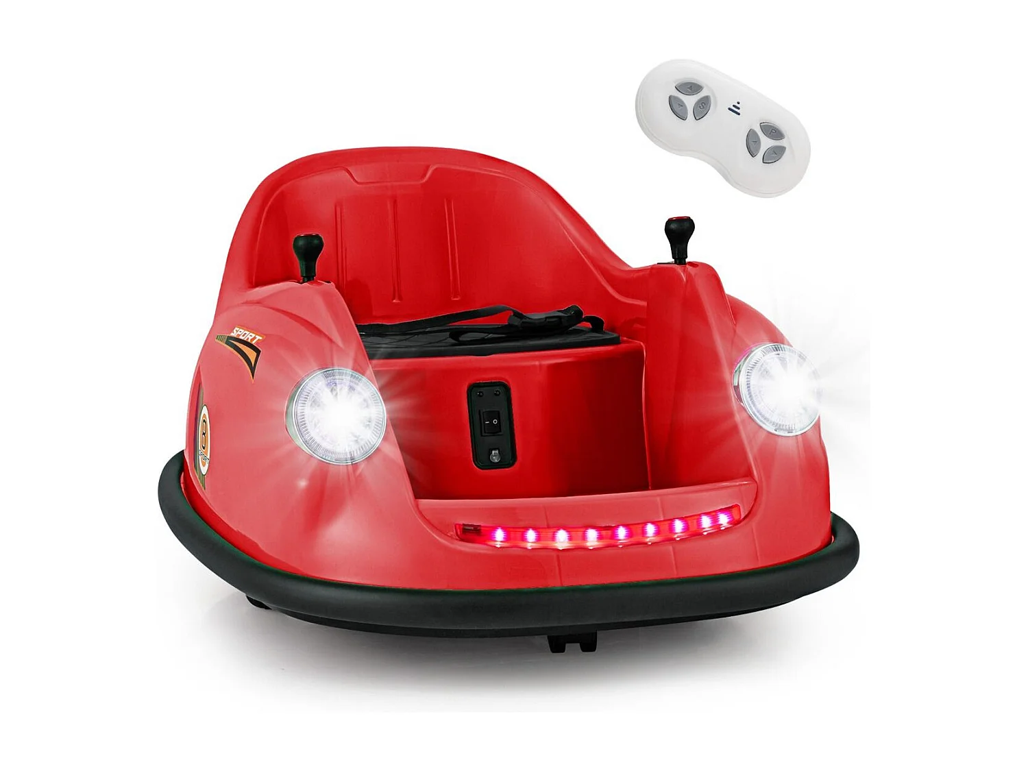 Auto-tamponneuse Electrique 12V pour Enfants Alimentée par Batterie Télécommande Lumières LED Musique pour les 2-5 Ans Rouge