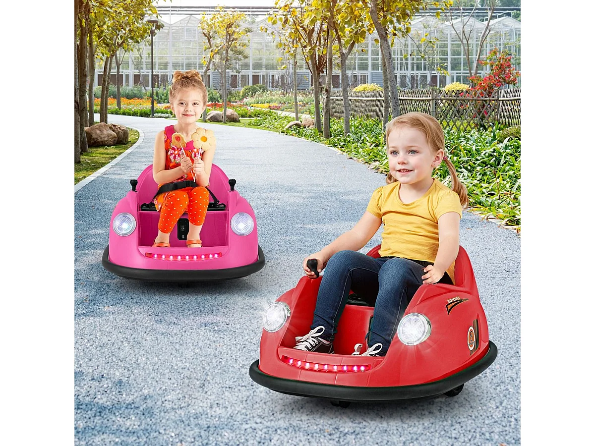 Auto-tamponneuse Electrique 12V pour Enfants Alimentée par Batterie Télécommande Lumières LED Musique pour les 2-5 Ans Rouge