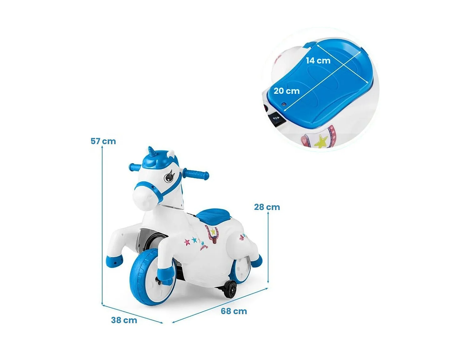 Kinder Elektro Motorrad mit Musik & LED &Stützrädern Elektromotorrad für Kinder ab 3 Jahren Blau