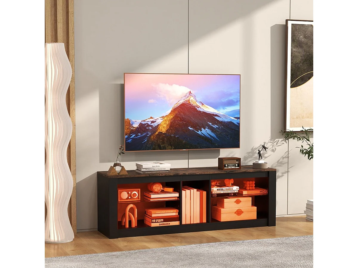 TV Schrank mit LED Beleuchtung für Fernseher bis 65 Zoll Modernes Entertainment Center