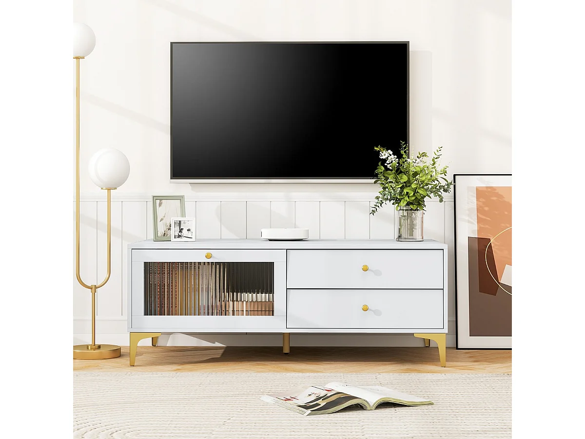 TV-Ständer für 55 Zoll Fernseh mit Schubladen Konsolenschrank Fernsehschrank TV Konsole