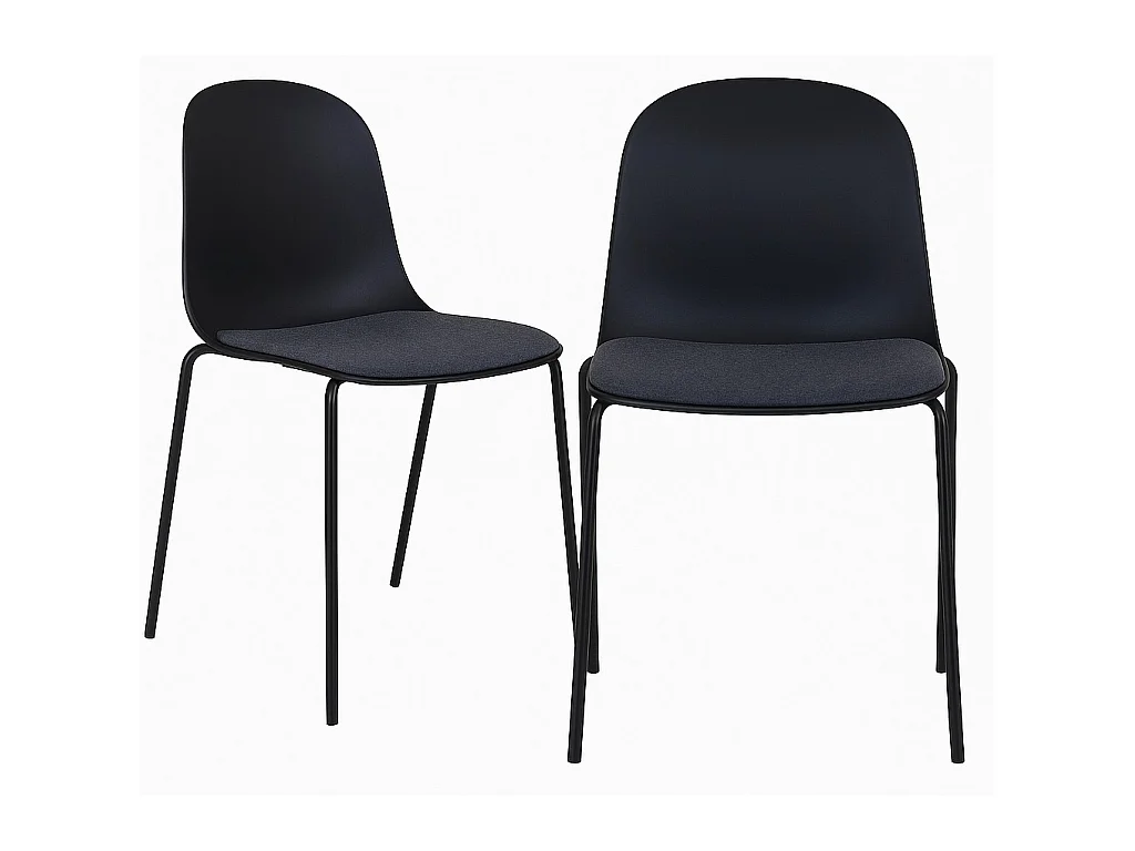 Lot de 2 chaises MADALENA – Gris ou Noir-Noir