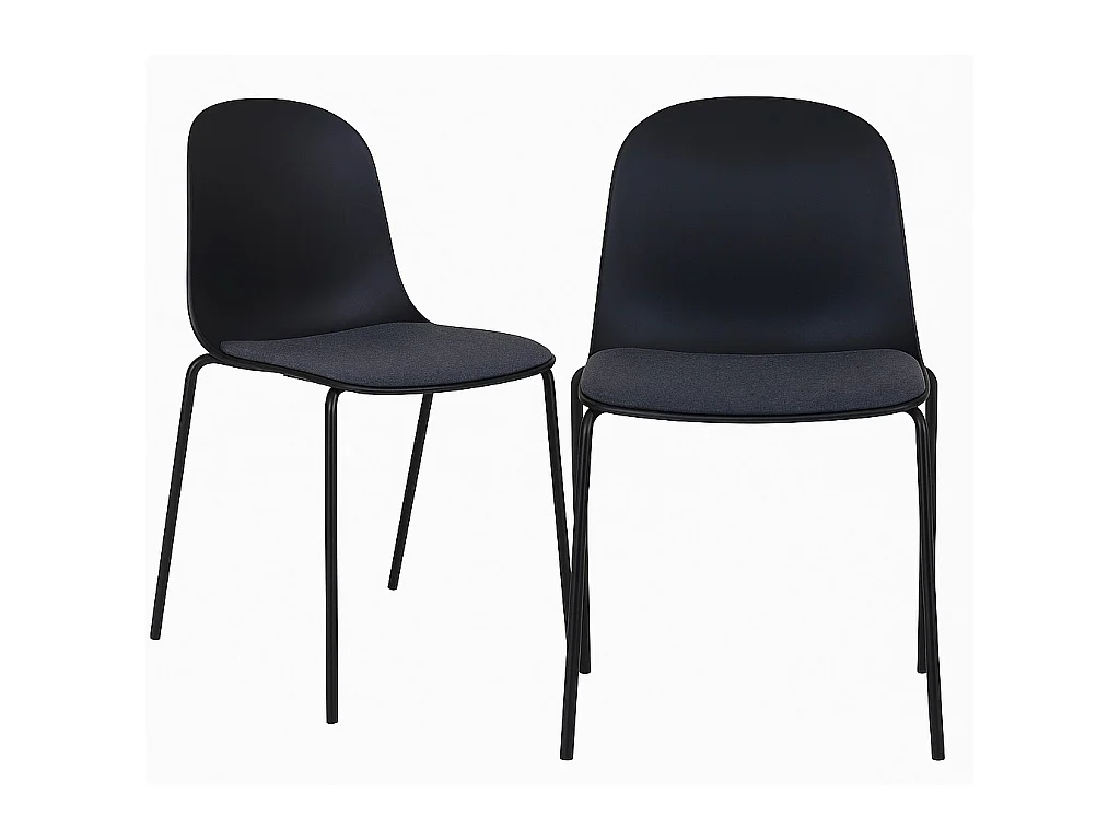 Lot de 2 chaises MADALENA – Gris ou Noir-Noir