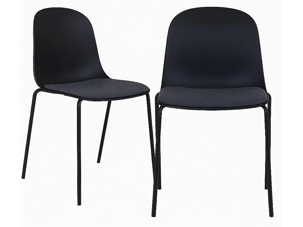 Lot de 2 chaises MADALENA – Gris ou Noir-Noir