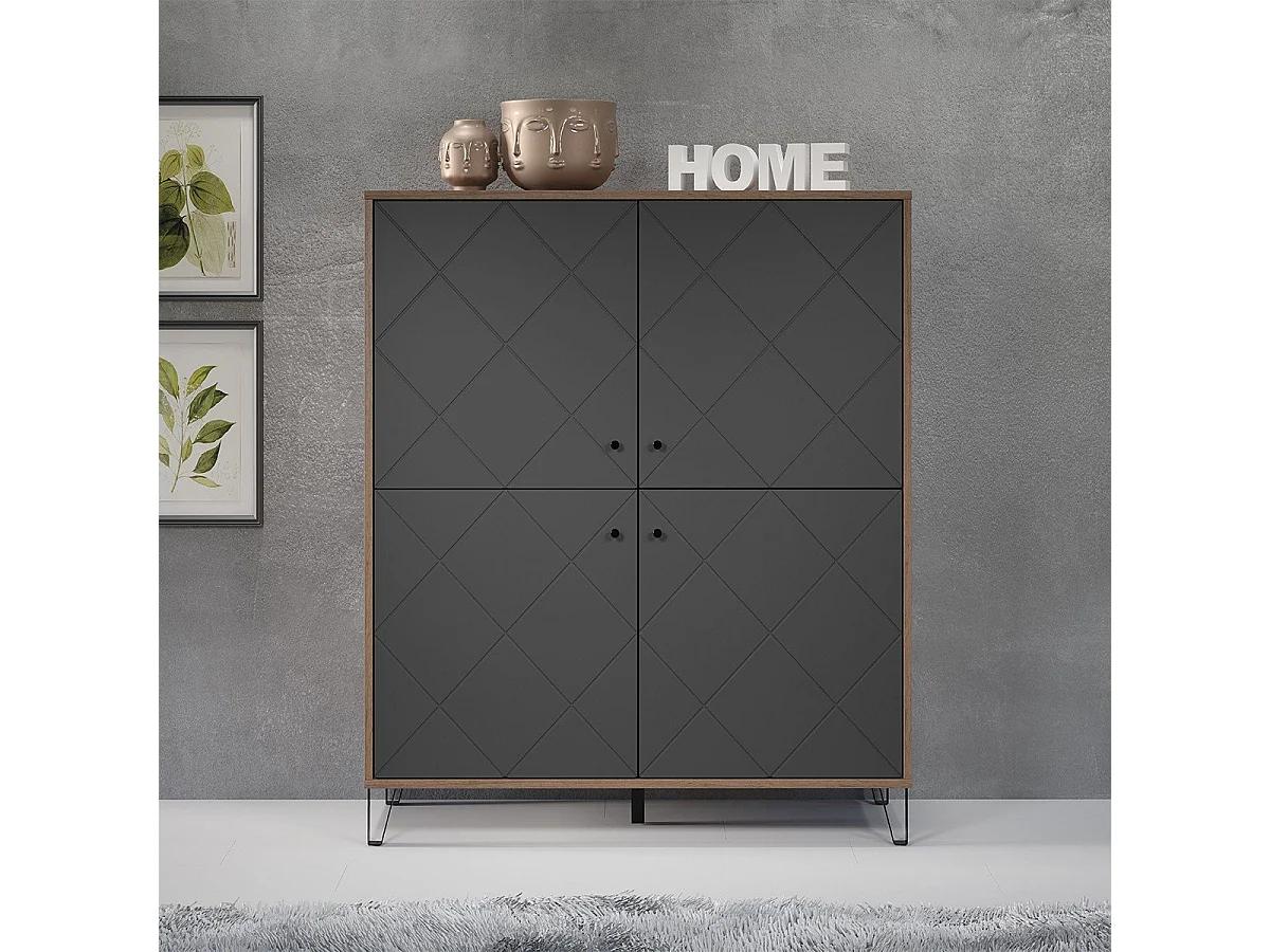 Montez dressoir 4 deuren, grafiet.