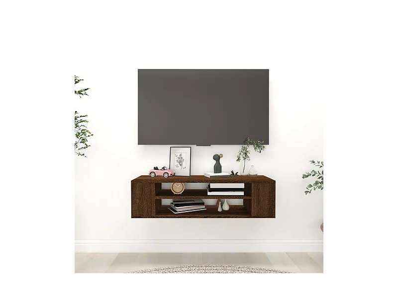 Armoire | Banc TV suspendue Chêne marron 100x30x26,5cm Bois Ingénierie