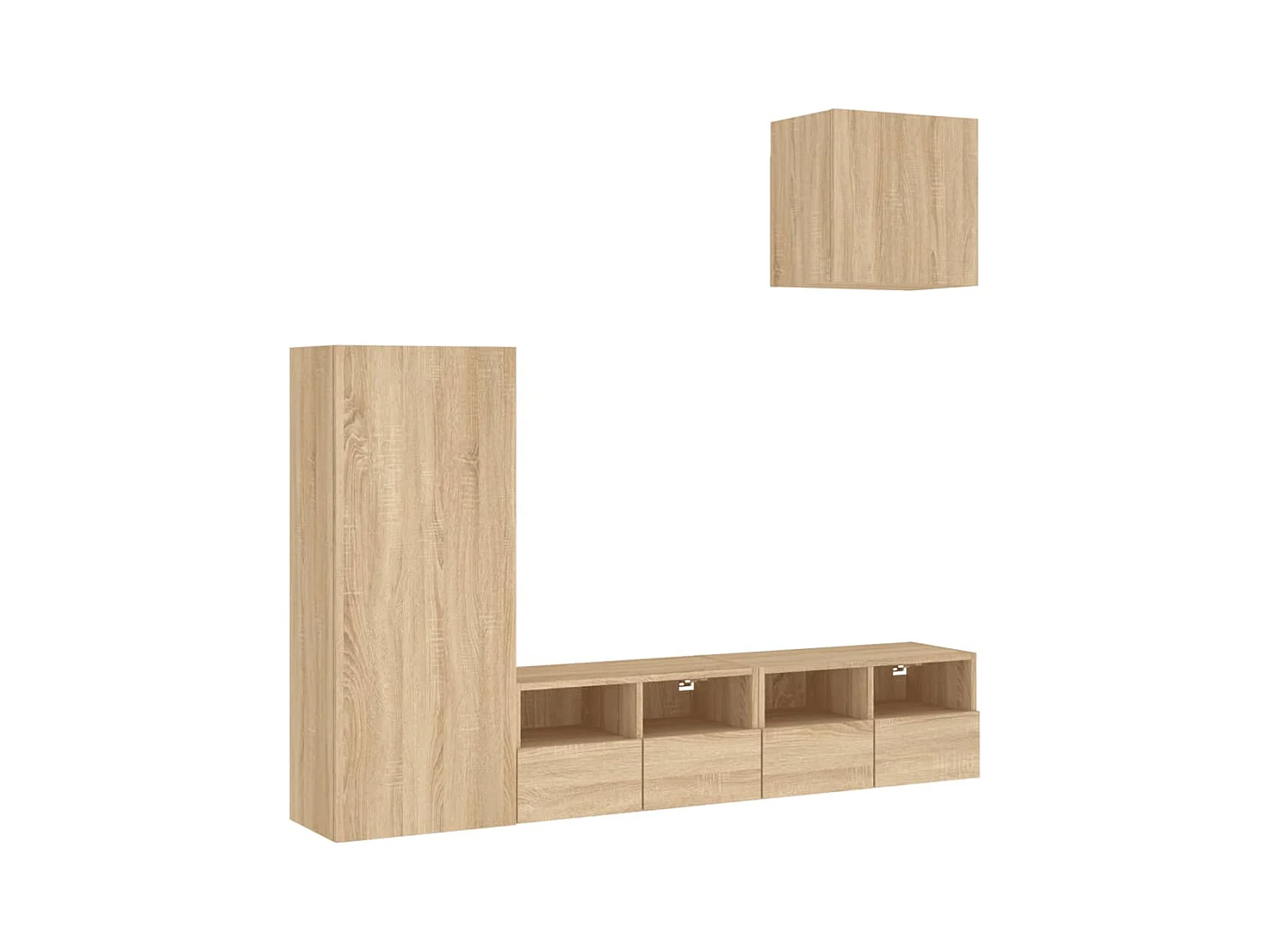 Muebles de TV | Gabinetes de TV |  Muebles de salón de pared 4 pzas madera de ingeniería roble Sonoma