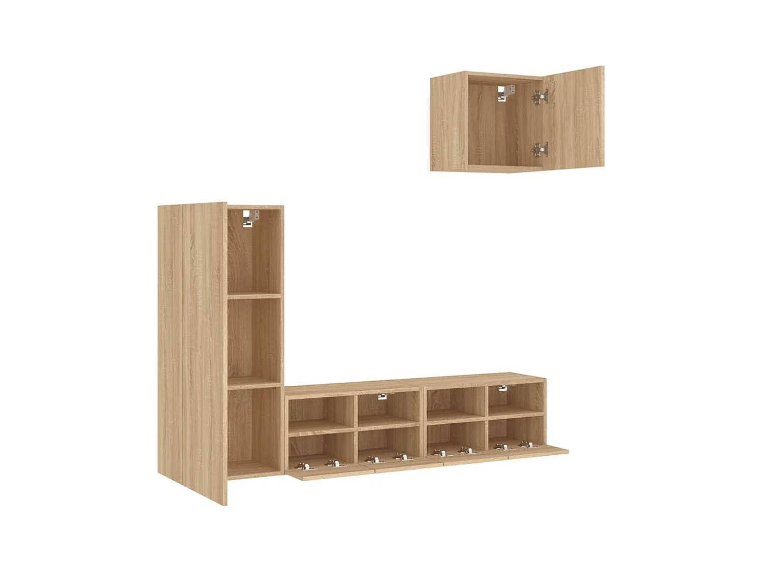 Muebles de TV | Gabinetes de TV |  Muebles de salón de pared 4 pzas madera de ingeniería roble Sonoma