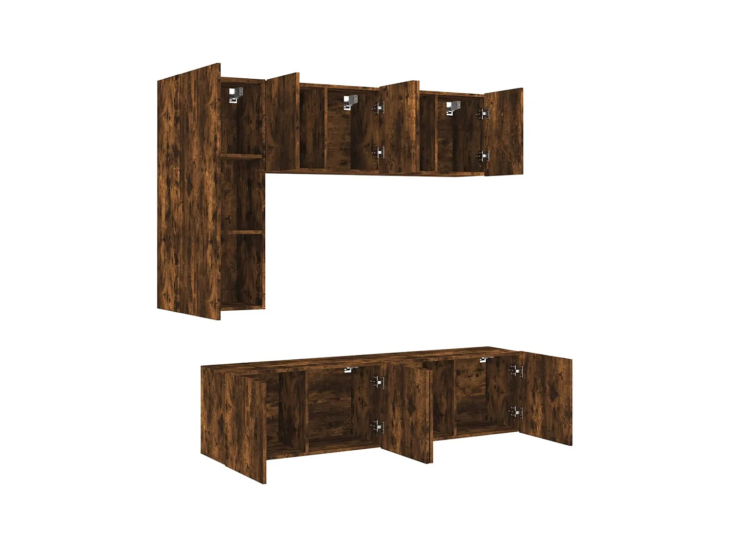 Muebles de TV | Gabinetes de TV |  Muebles de salón de pared 5 pzas madera ingeniería roble ahumado