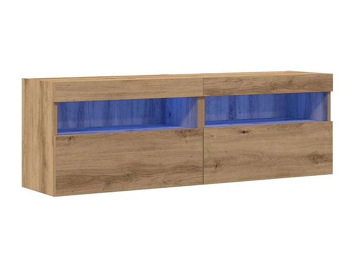 Tv-wandmeubelen | Tv-Banken | TV-kasten 2 st met LED 60x30x40 cm artisanaal eiken