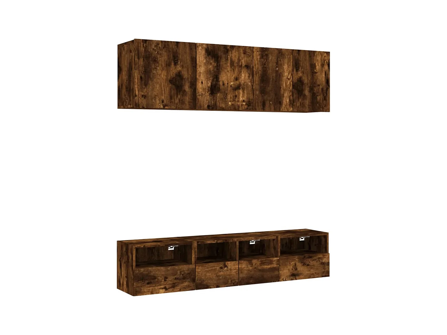 Muebles de TV | Gabinetes de TV |  Muebles de salón de pared 5 pzas madera ingeniería roble ahumado