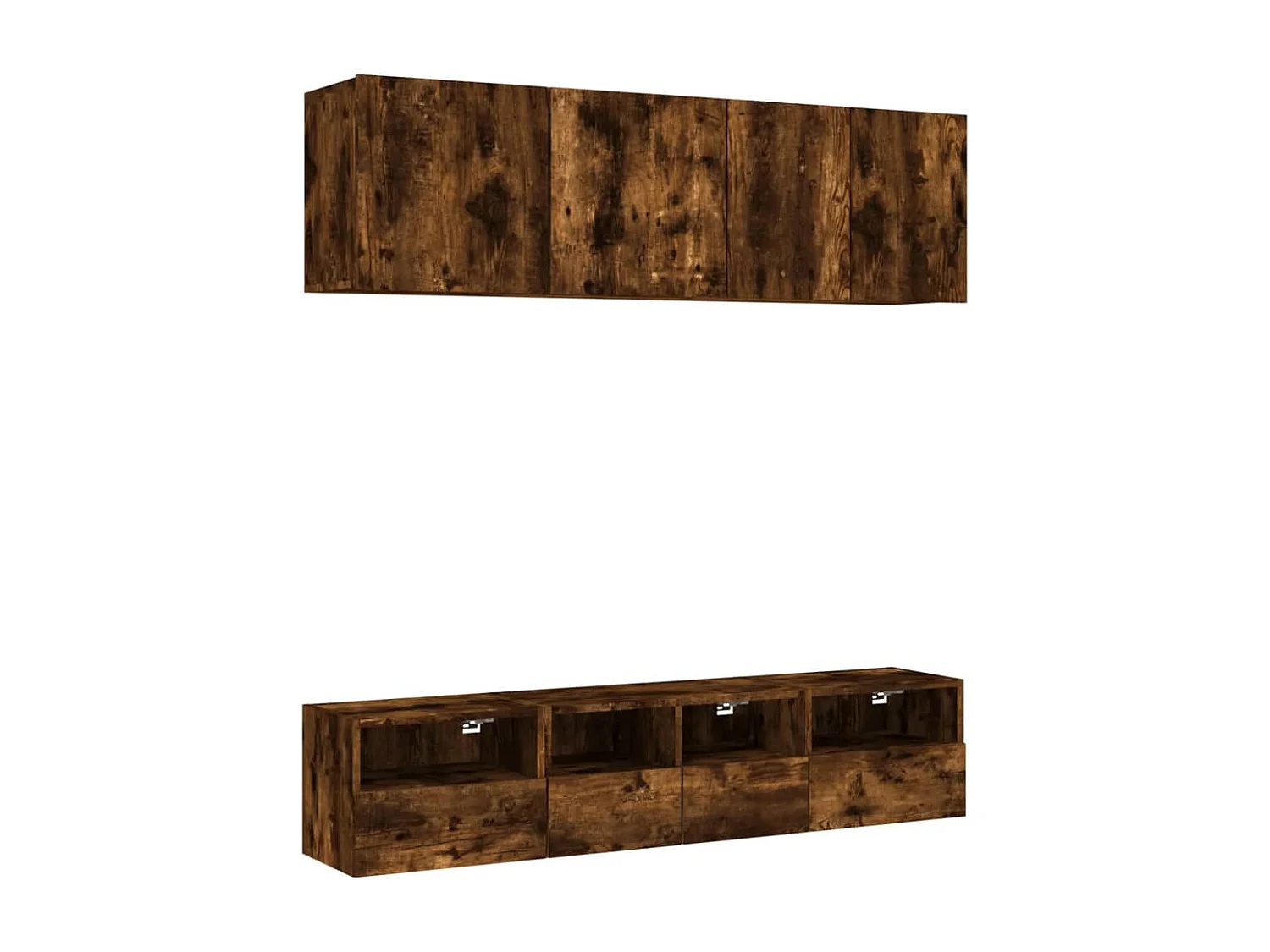 Unités murales TV | Bancs TV | Armoires TV 5 pcs chêne fumé bois d'ingénierie