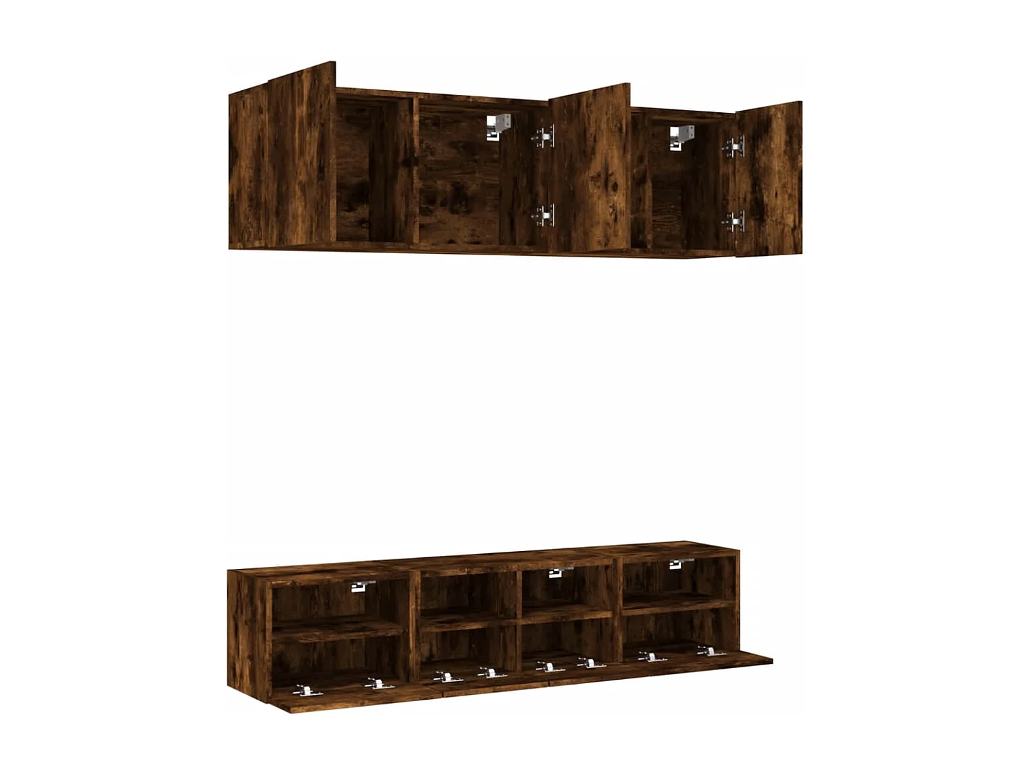 Unités murales TV | Bancs TV | Armoires TV 5 pcs chêne fumé bois d'ingénierie