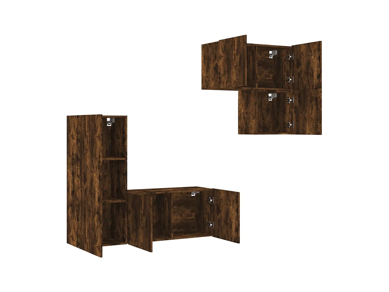Muebles de TV | Gabinetes de TV |  Muebles de salón de pared 4 pzas madera ingeniería roble ahumado