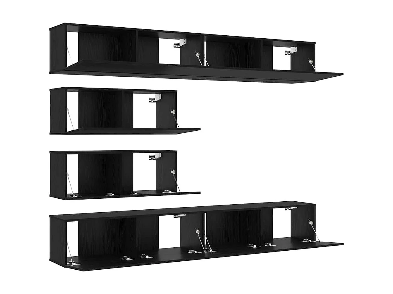 Set de 10 Meubles TV | Bancs TV | Armoires TV - Murales en Bois d'Ingénierie Chêne Noir