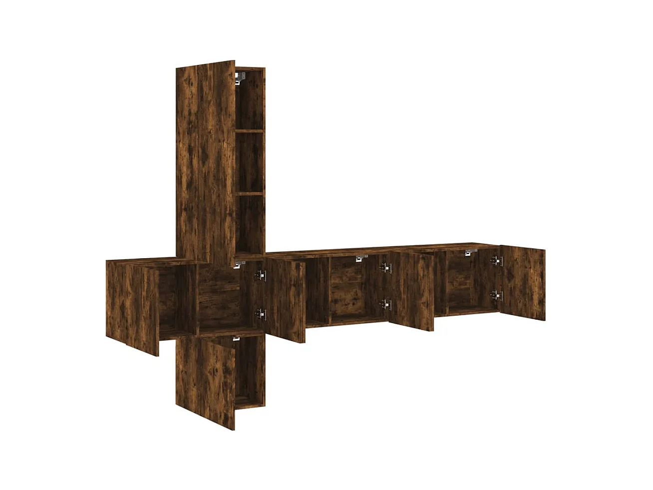 Muebles de TV | Gabinetes de TV |  Muebles de salón de pared 5 pzas madera ingeniería roble ahumado