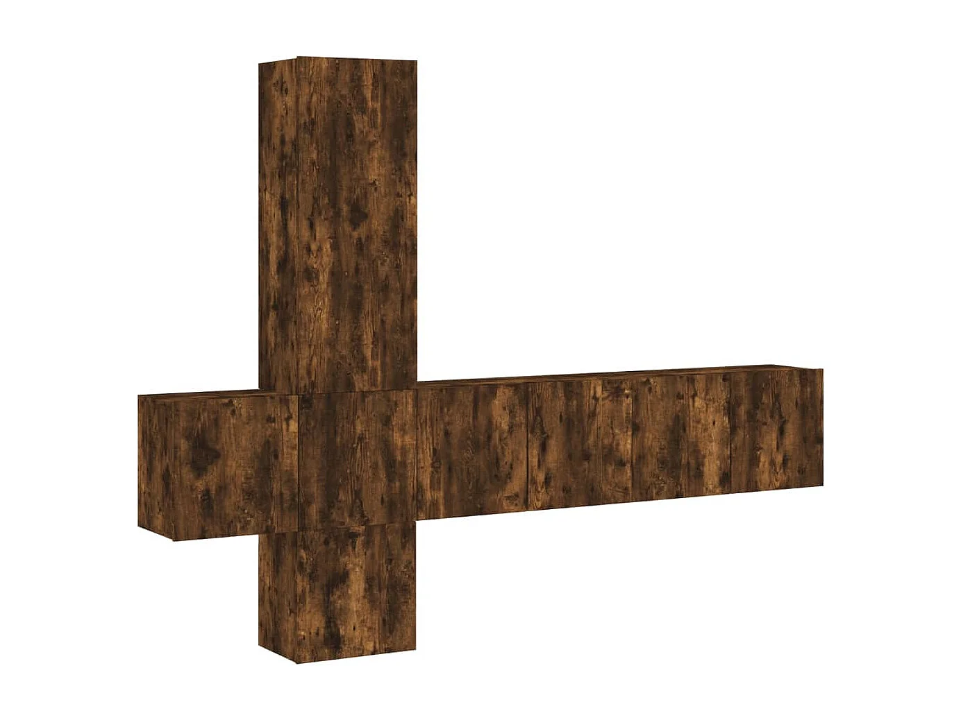 Unités murales TV | Bancs TV | Armoires TV 5 pcs chêne fumé bois d'ingénierie