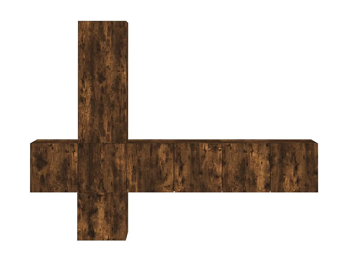 Unités murales TV | Bancs TV | Armoires TV 5 pcs chêne fumé bois d'ingénierie