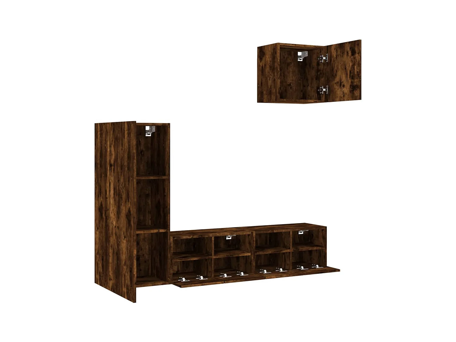 Muebles de TV | Gabinetes de TV |  Muebles de salón de pared 4 pzas madera ingeniería roble ahumado