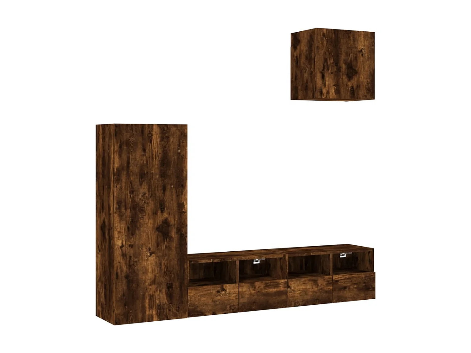 Unités murales TV | Bancs TV | Armoires TV 4 pcs chêne fumé bois d'ingénierie