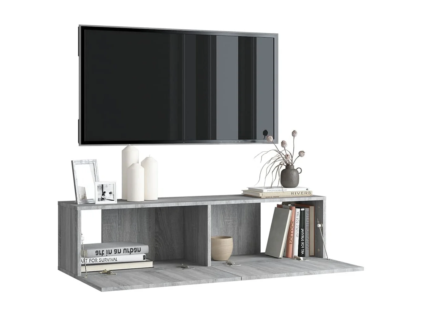 Mueble pared TV | Gabinete de TV | Mueble de salón madera contrachapada gris Sonoma 120x30x30 cm