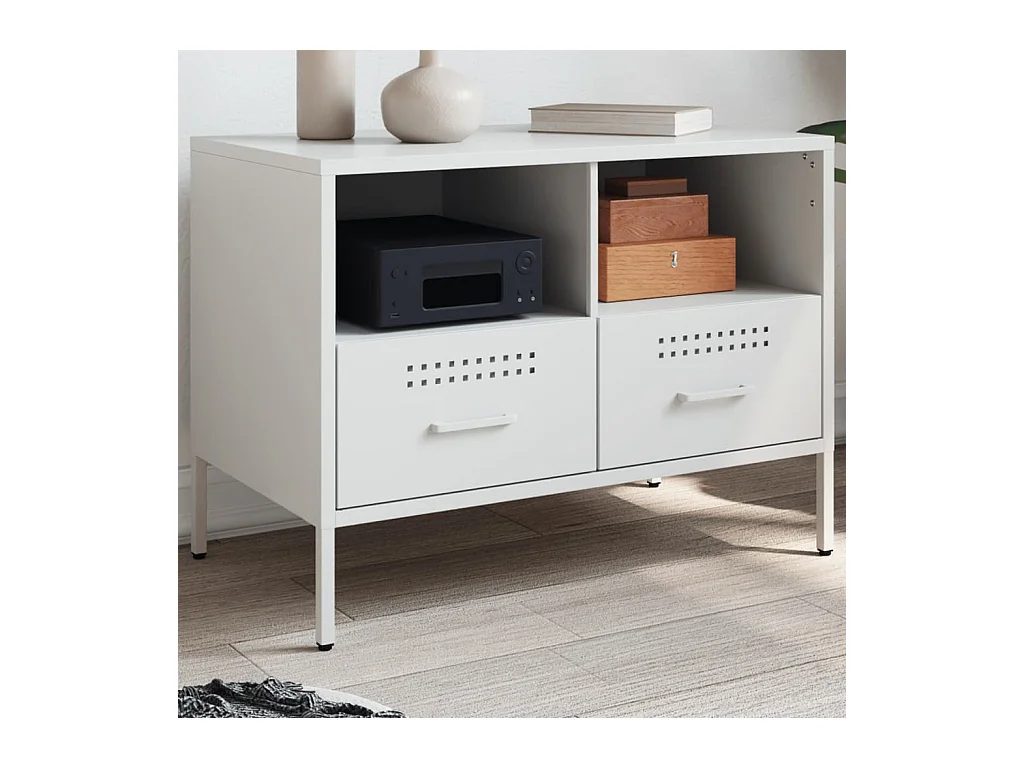 Mueble para TV  | Gabinete de TV |  Mueble de salón acero blanco 68x39x50,5 cm
