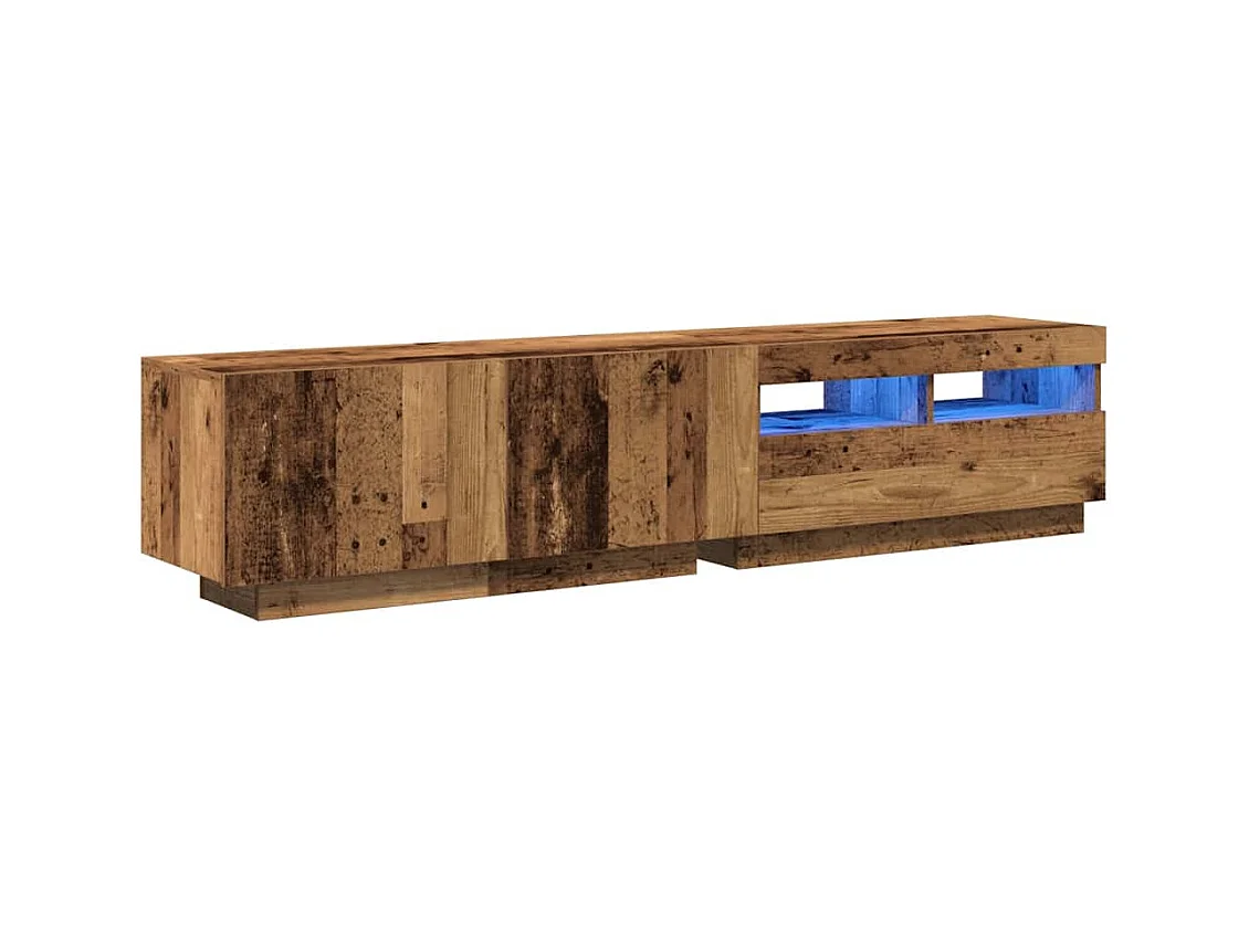 Mueble TV | Gabinete de TV | Mueble de salón luces LED madera ingeniería envejecida 180x35x40 cm