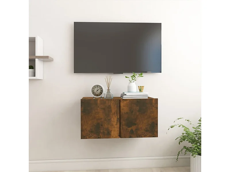 Armoire | Banc TV suspendue Chêne fumé 60x30x30 cm Bois d'ingénierie