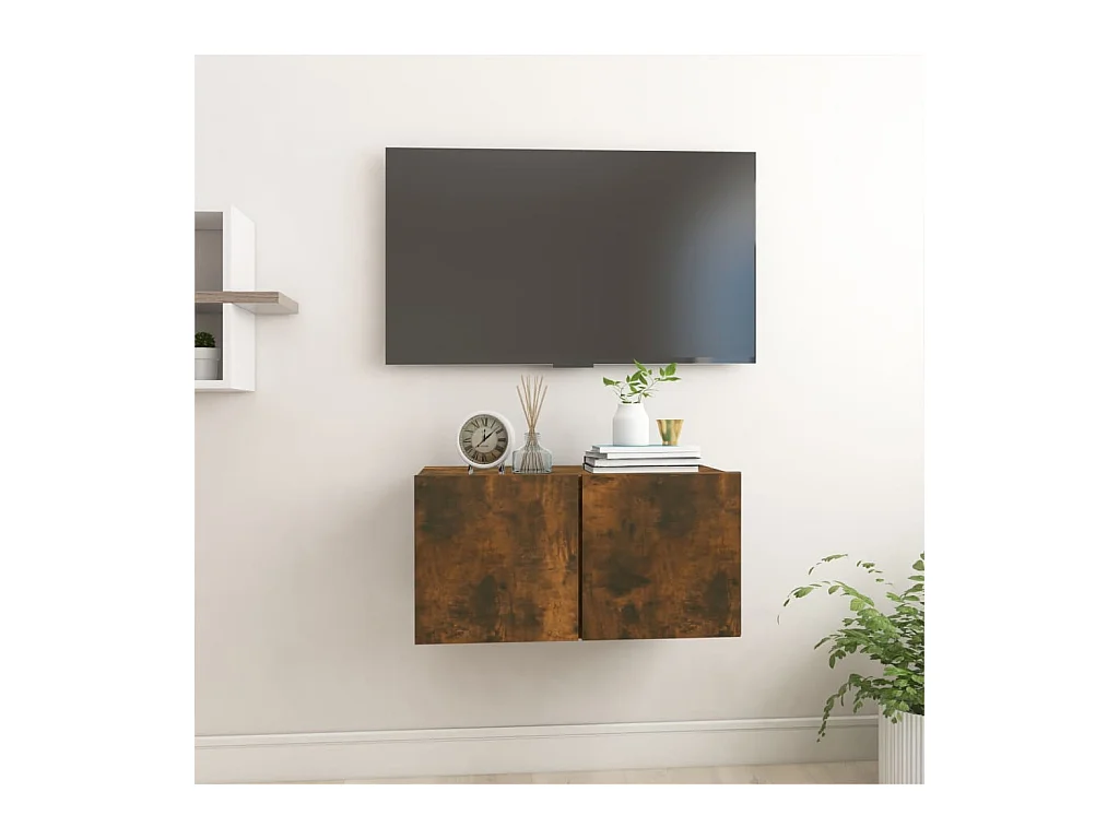Armoire | Banc TV suspendue Chêne fumé 60x30x30 cm Bois d'ingénierie
