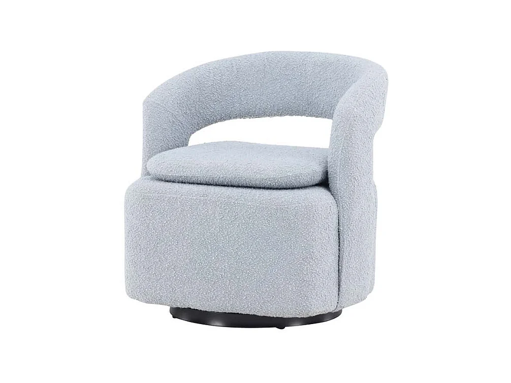 Fauteuil Design Bouclette "Laurel" 75cm Bleu Clair