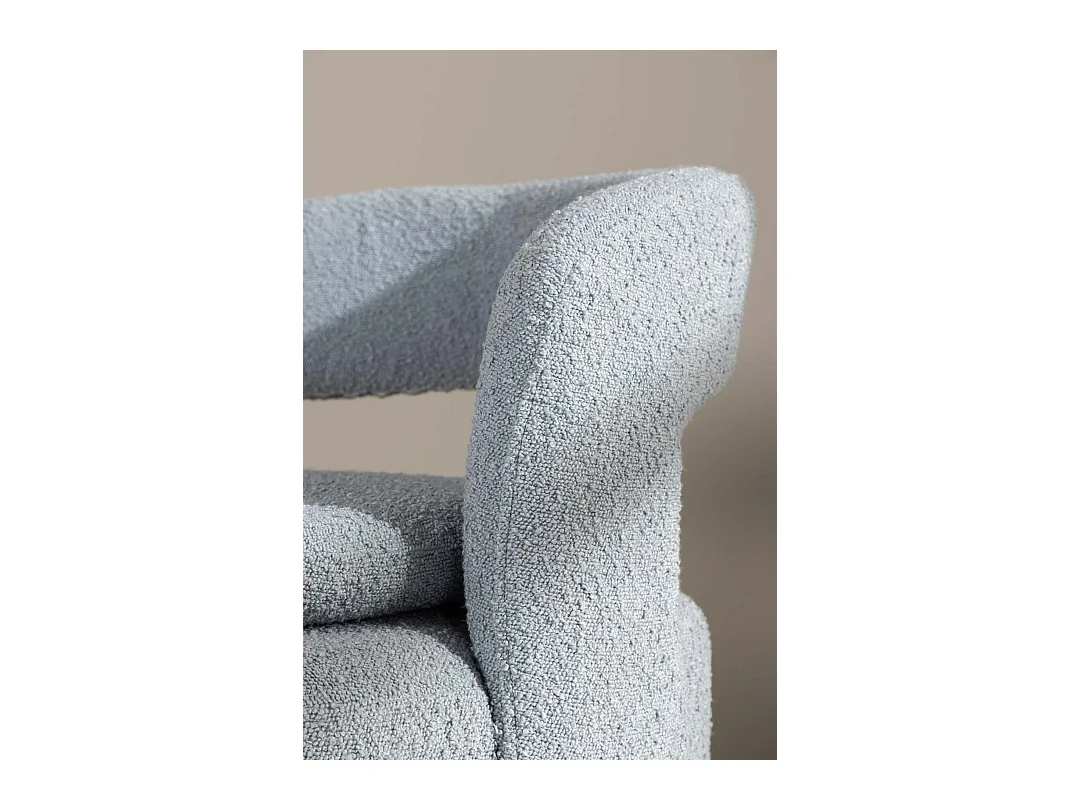 Fauteuil Design Bouclette "Laurel" 75cm Bleu Clair