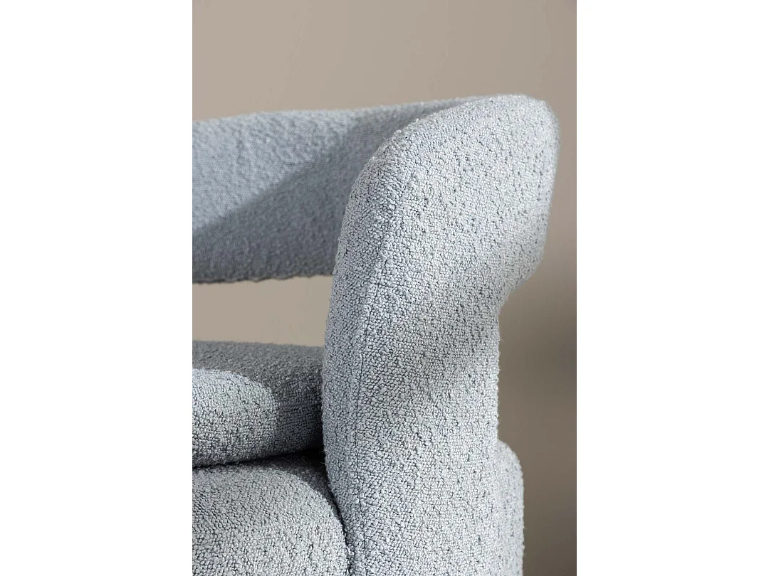 Fauteuil Design Bouclette "Laurel" 75cm Bleu Clair