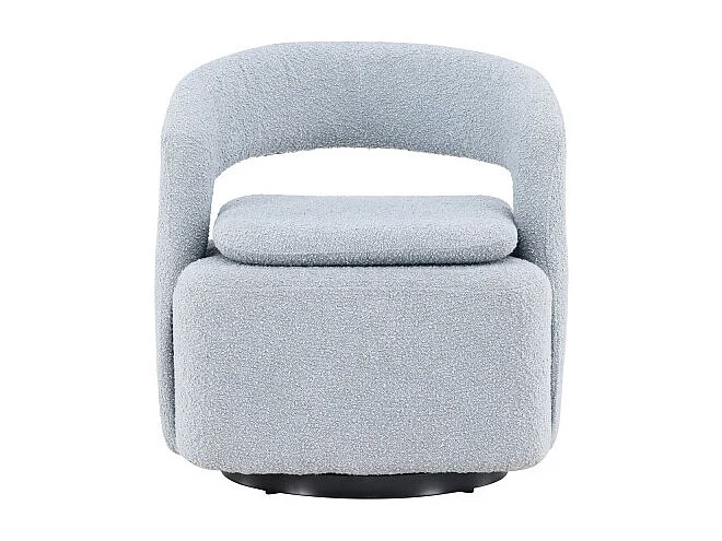 Fauteuil Design Bouclette "Laurel" 75cm Bleu Clair