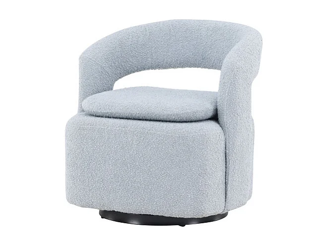 Fauteuil Design Bouclette "Laurel" 75cm Bleu Clair