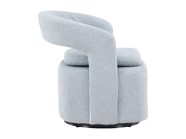 Fauteuil Design Bouclette "Laurel" 75cm Bleu Clair