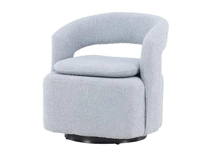 Fauteuil Design Bouclette "Laurel" 75cm Bleu Clair
