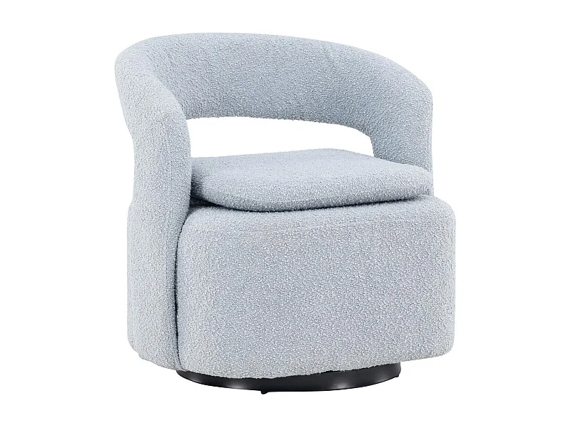 Fauteuil Design Bouclette "Laurel" 75cm Bleu Clair